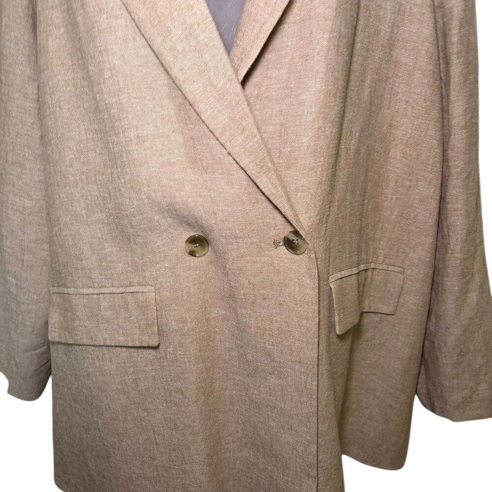 Old Navy Linen Blend Double Breasted Blazer XXL Tan Neutral